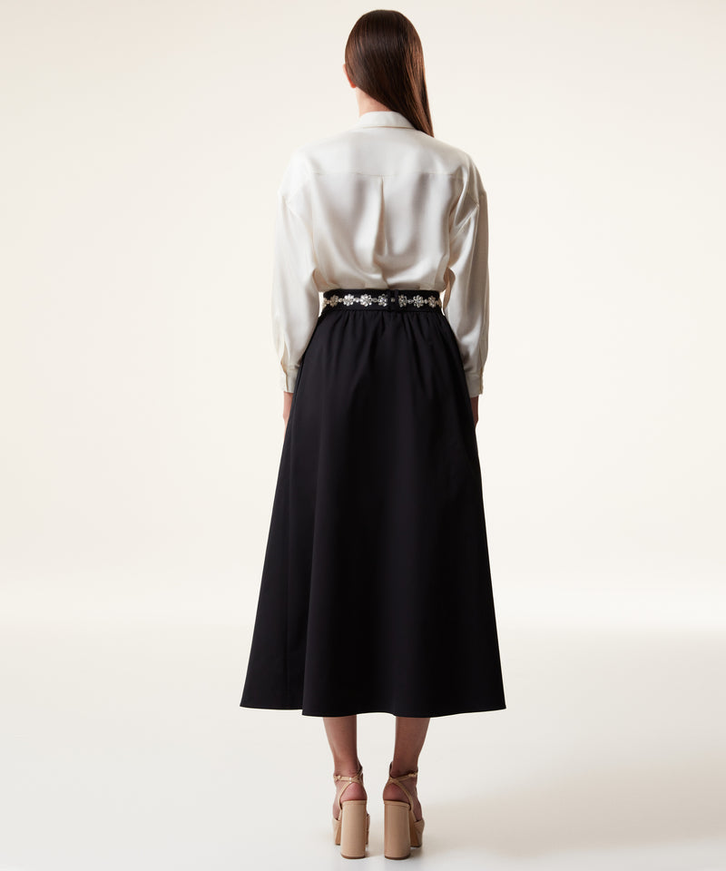 Machka Belt-Embellished Midi Skirt Black