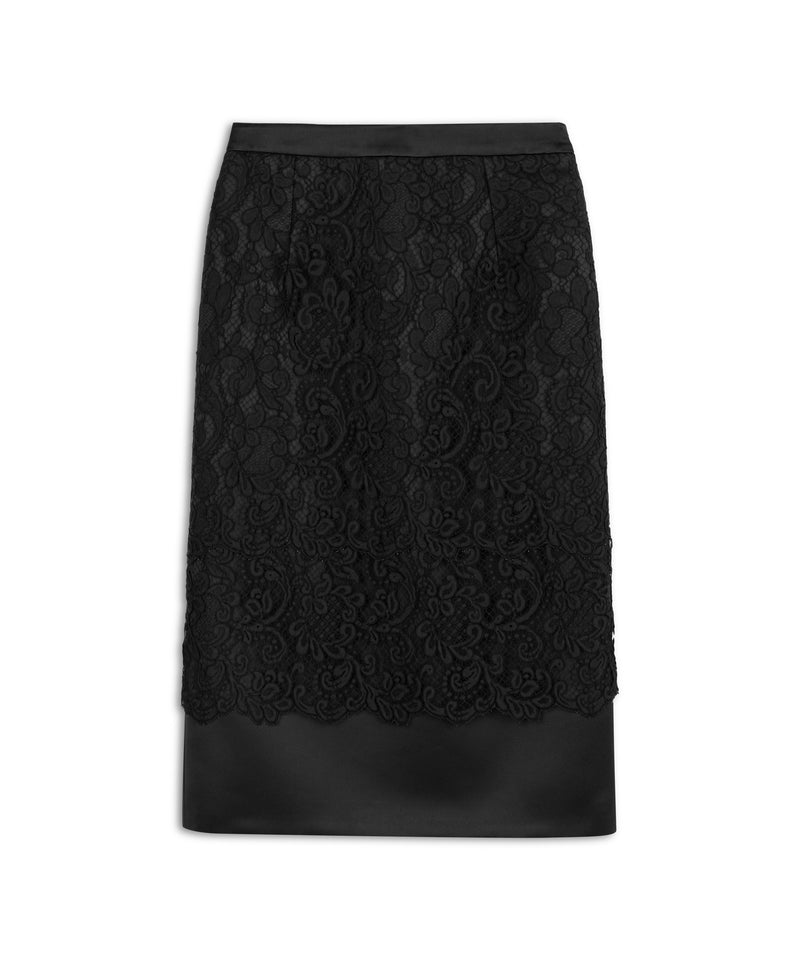 Machka Lace Mix Midi Skirt Black