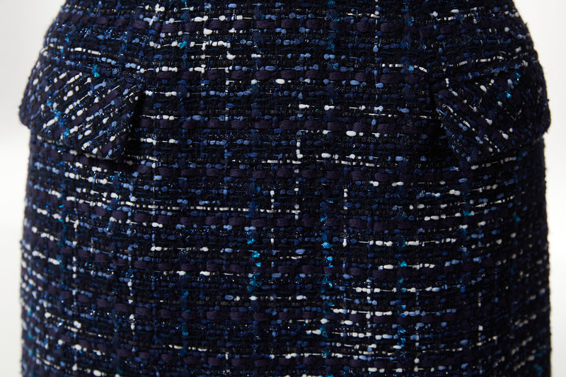 Machka Tweed Textured Mini Skirt Navy Blue