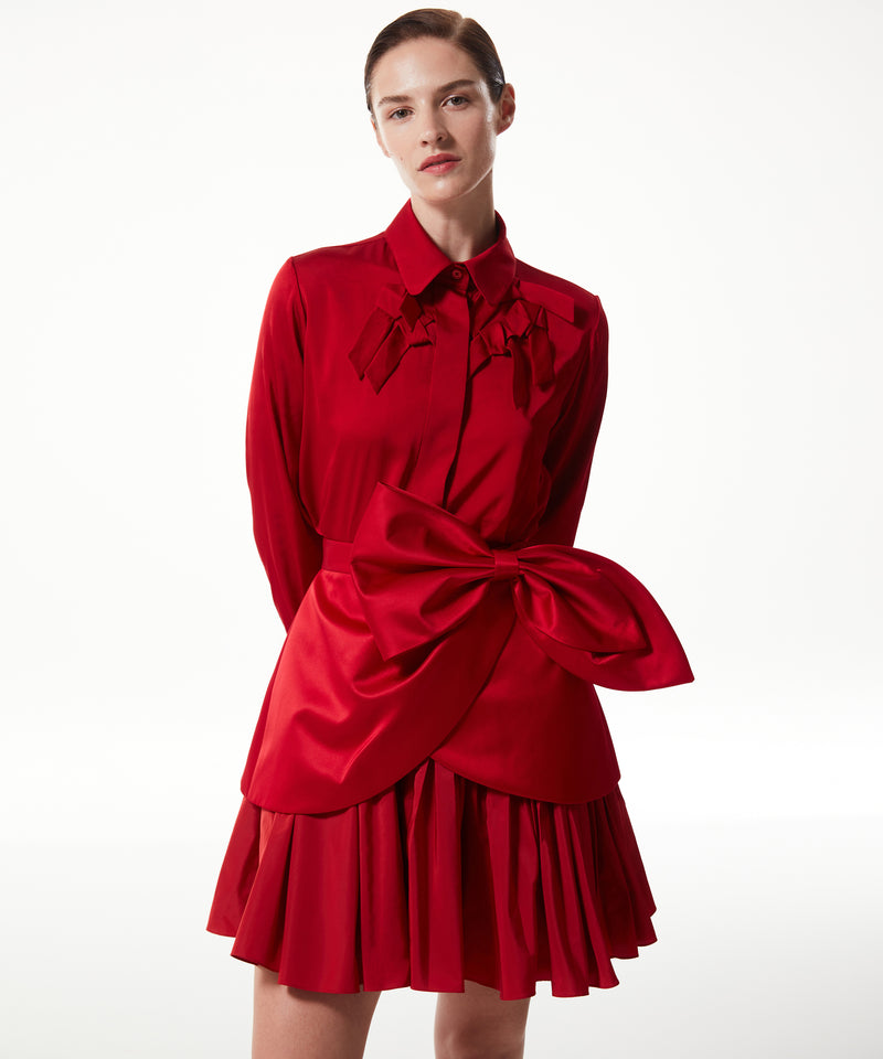 Machka Satin Duchess Skirt With Bow Red