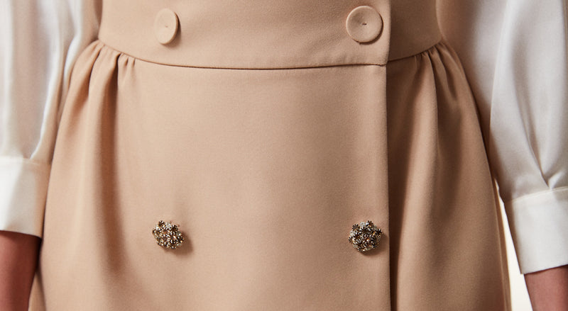 Machka Ornamental Buttons Midi Skirt Camel