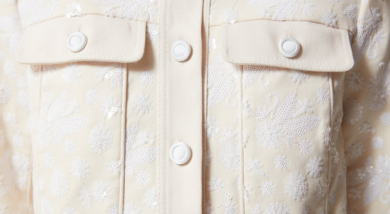 Machka Sequined Twill Jacket Off White