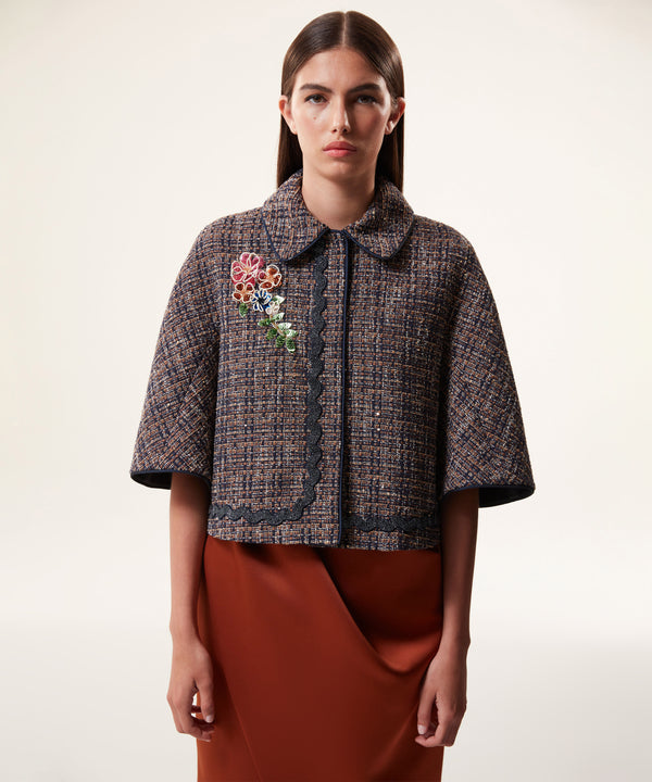 Machka Sequin-Embellished Tweed Jacket Camel