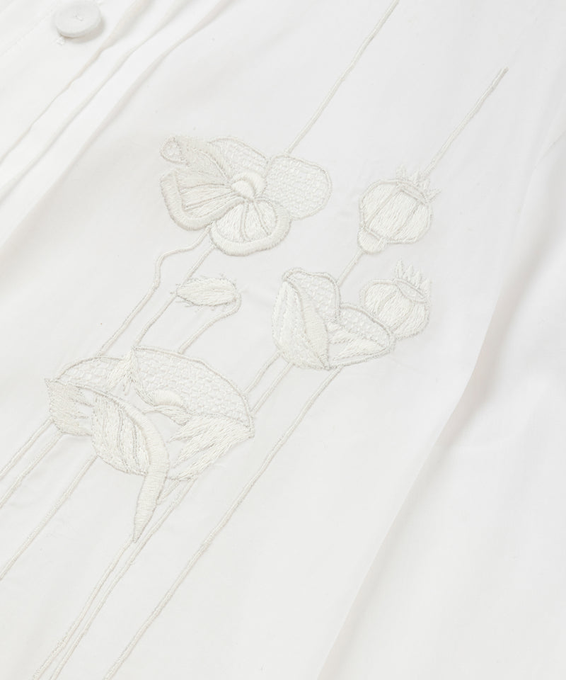 Machka Embroidered Detail Poplin Shirt White