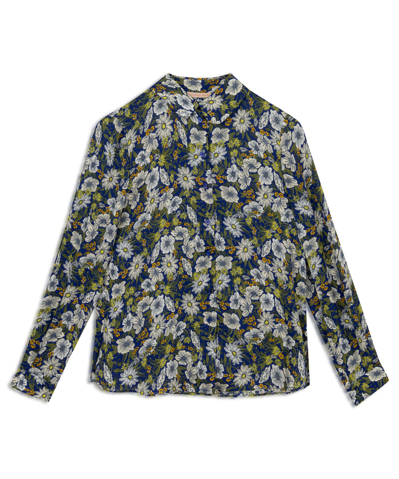 Machka Floral Pattern Relax Fit Shirt Navy Blue