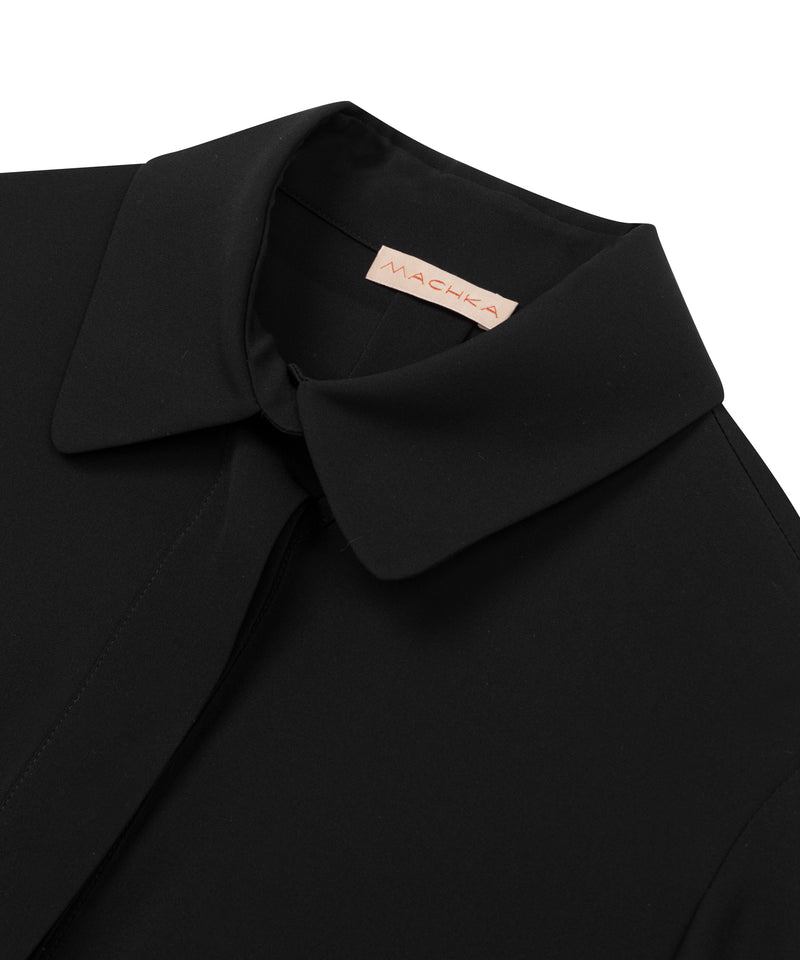 Machka Long Sleeve Solid Blouse Black