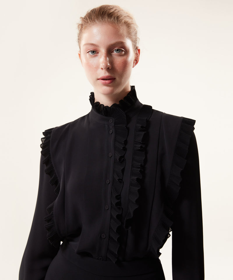 Machka Ruffle-Pleat Detailed Blouse Black