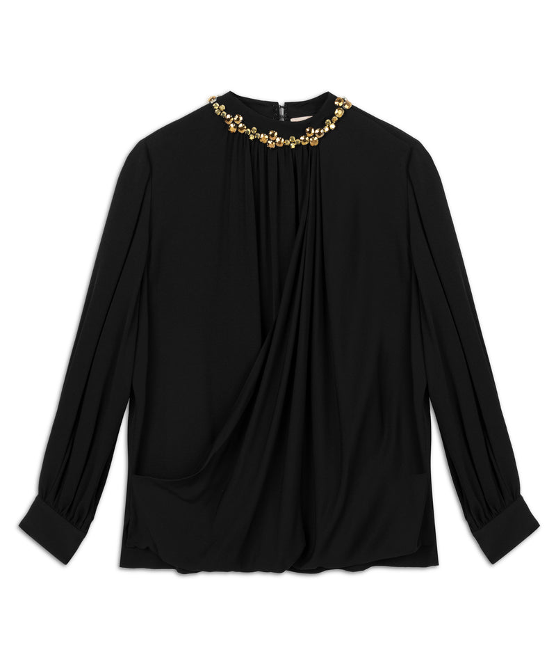 Machka Stone-Embroidered Blouse Black