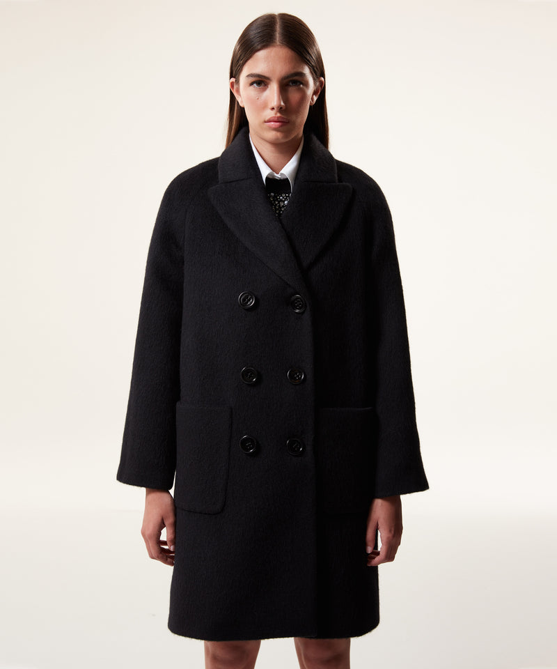 Machka Wool Blend Double-Breasted Coat Black