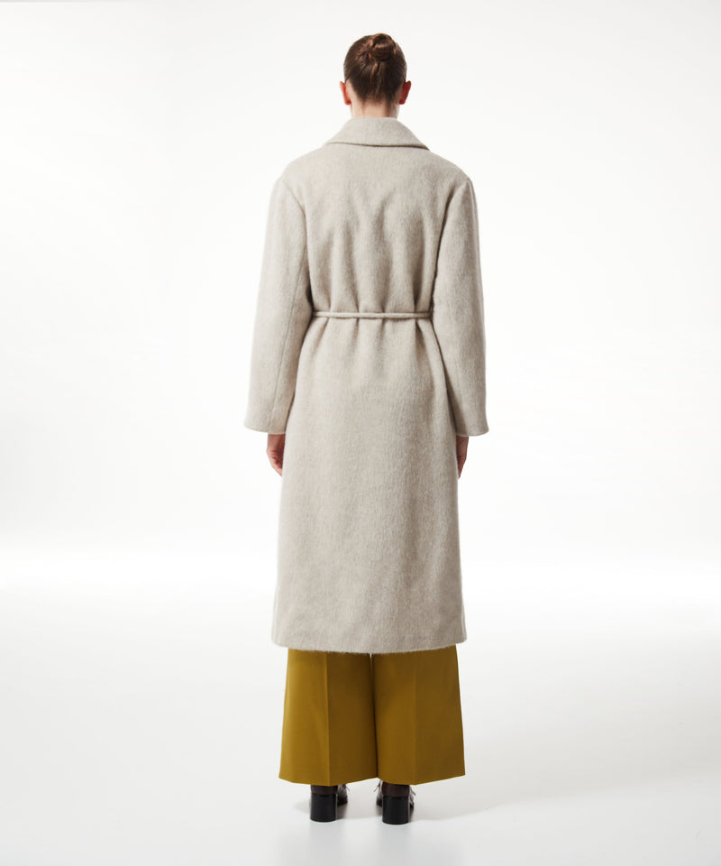 Machka Bow-Embroidered Textured Coat Natural