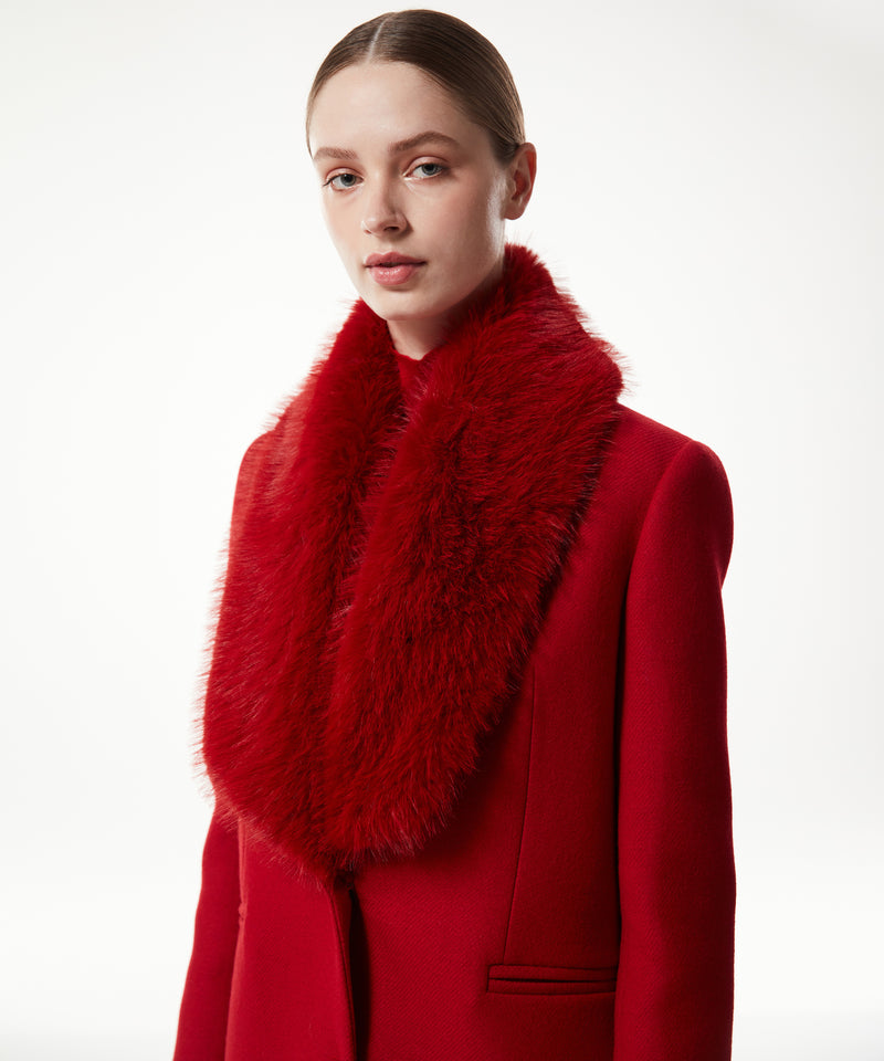 Machka Fur Garnished Coat Red