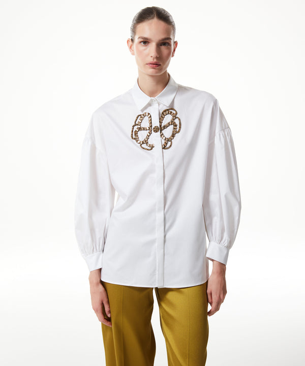 Machka Stone-Embroidered Poplin Shirt White