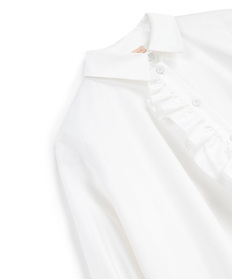 Machka Oversize Shirt With Ruffle Trim White