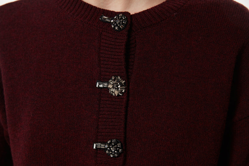 Machka Wool Knitwear With Decorative Buttons Bordoux