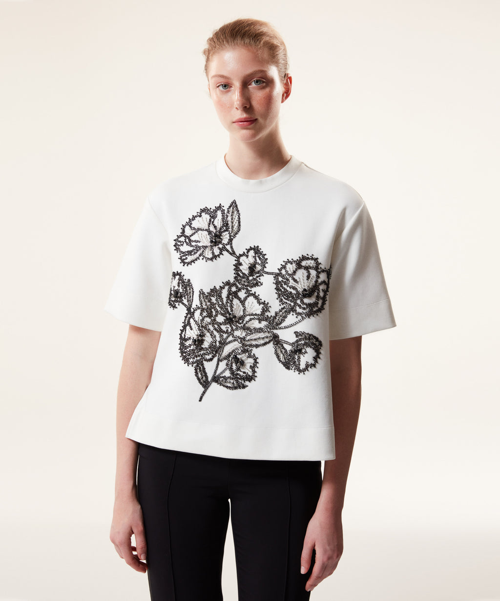 machatt   photo Tシャツ　白　2022ss 刺繡Tシャツ しゃけまる ホワイト （KIDS）