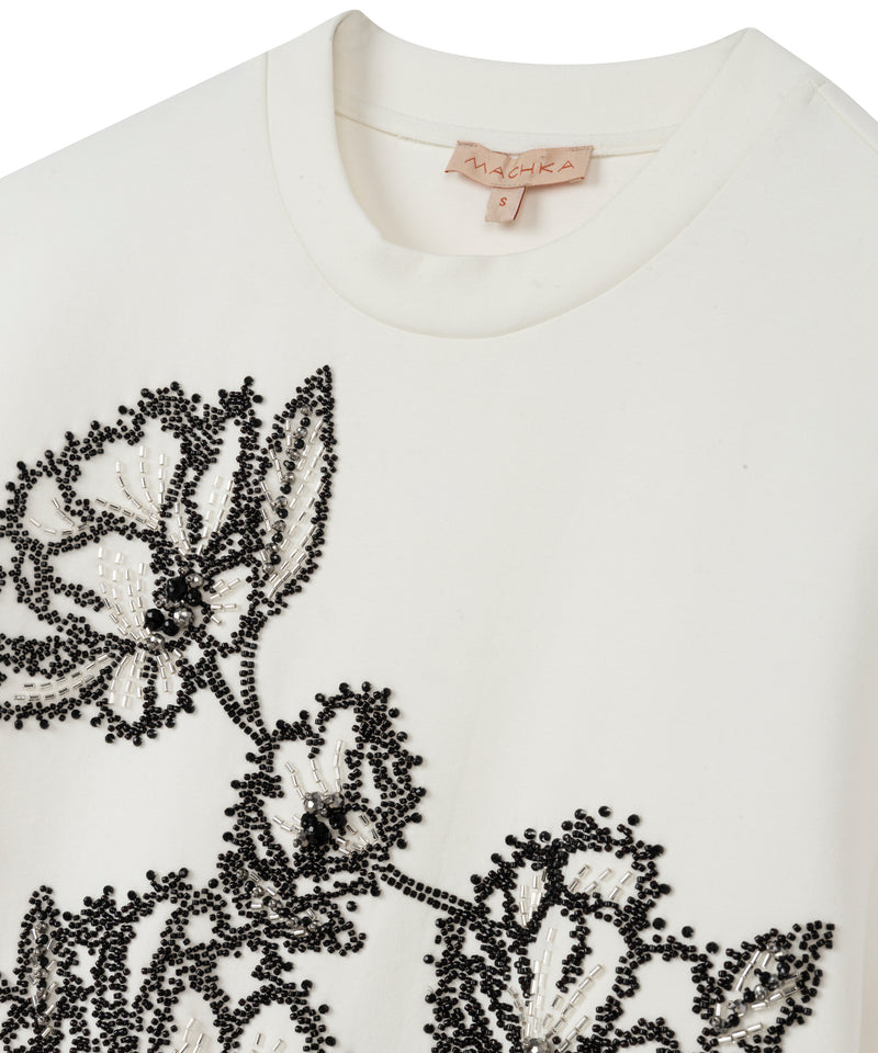 Machka Bead-Embroidered T-Shirt White