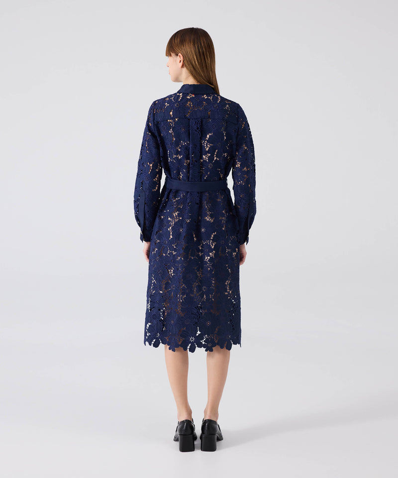 Machka Belted Scalloped Dress
 Navy Blue