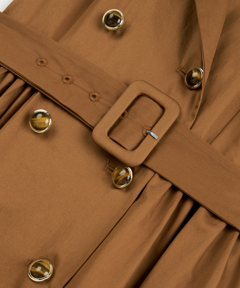 Machka Poplin Dress With Metal Buttons Bronze