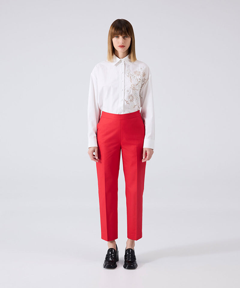 Machka Cigarette Fit Trousers Red