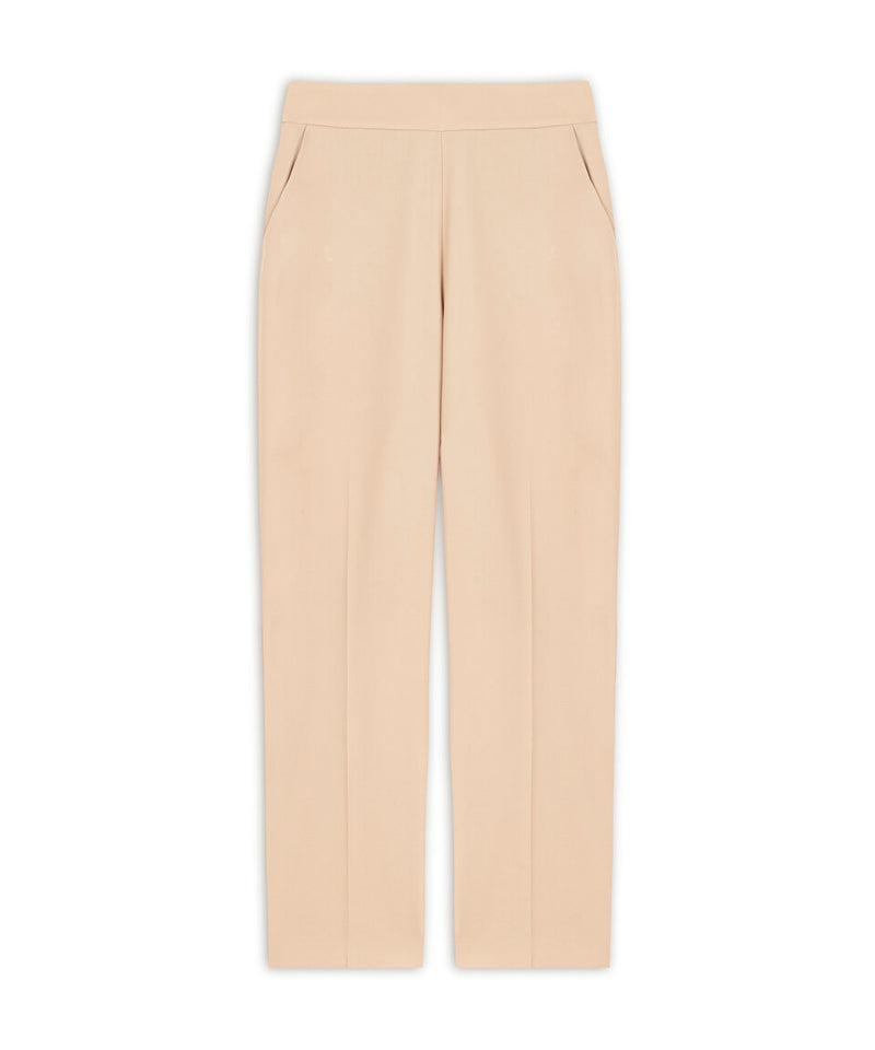 Machka Cigarette Fit Trousers With Iron Marks Beige