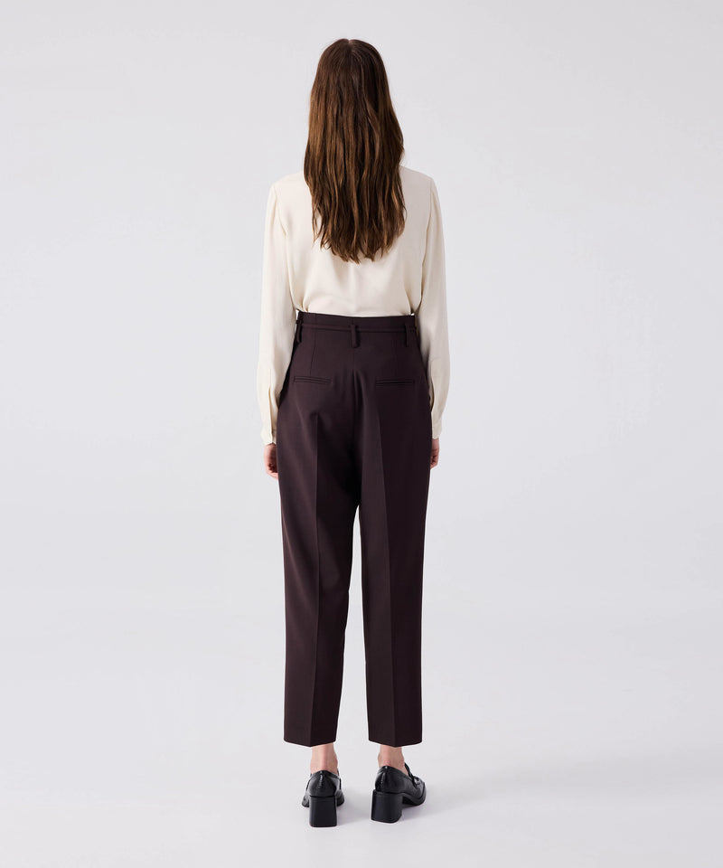 Machka Carrot Fit Trousers With Thin Belt Dark Brown