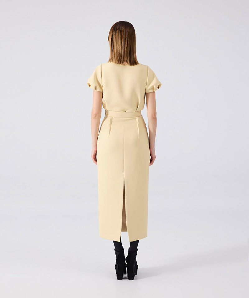 Machka Straight Cut Skirt With Slit Gold