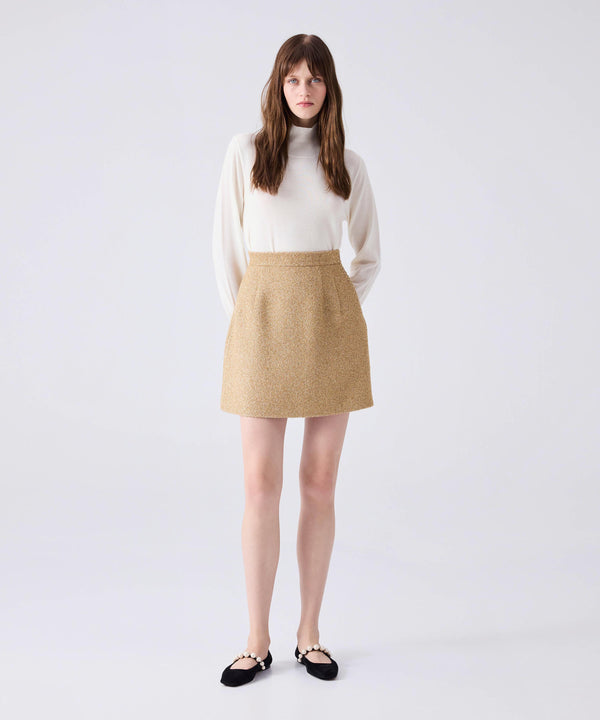 Machka Tweed Skirt With Shiny Threads Gold