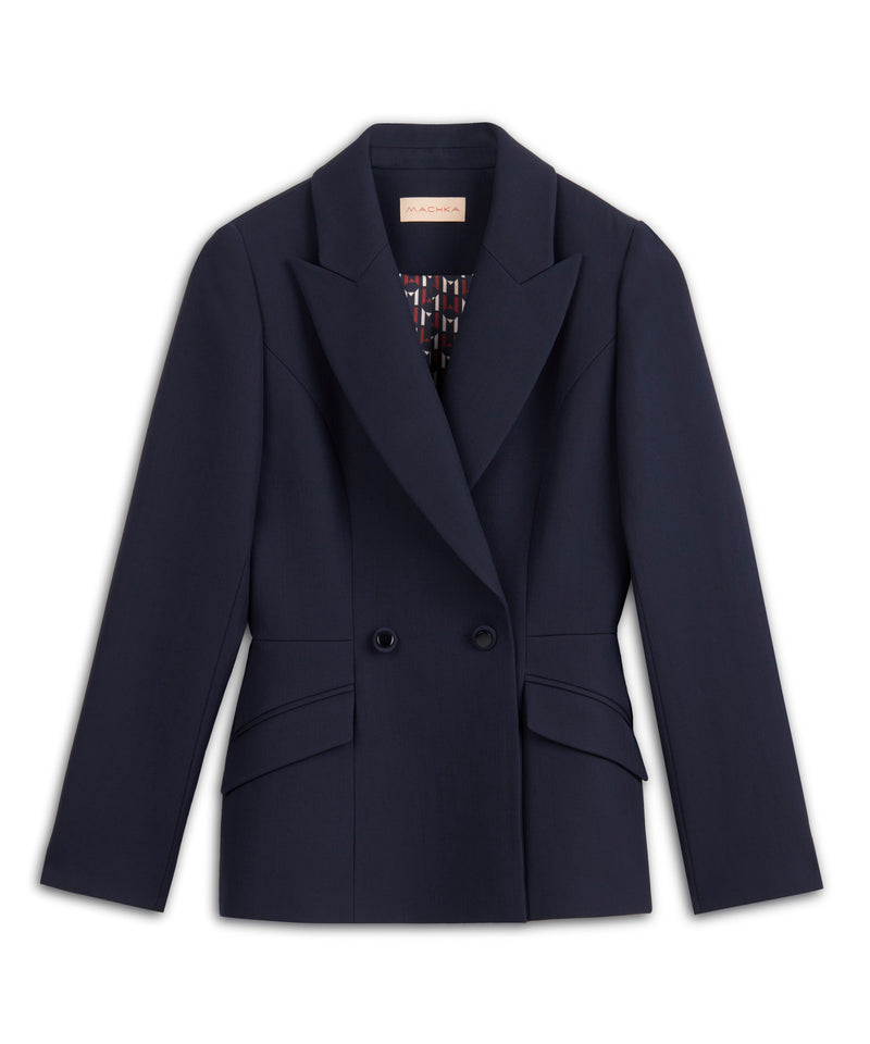 Machka Double Breasted Wool Blazer Navy