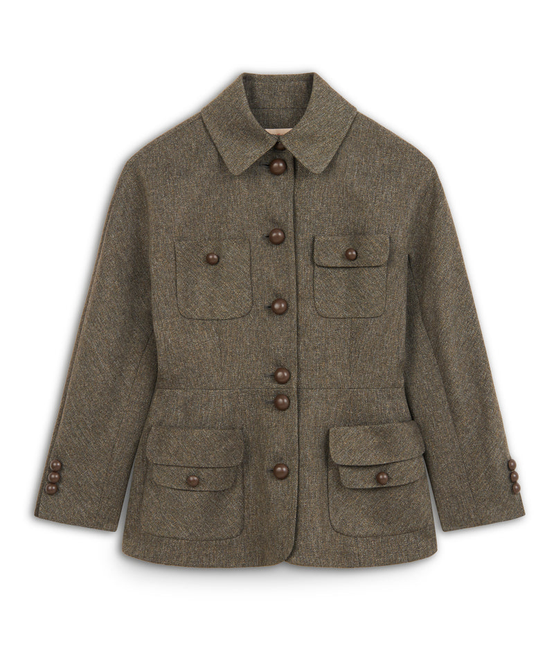 Machka Jacket With Multiple Pockets And Buttons Walnut/Taupe