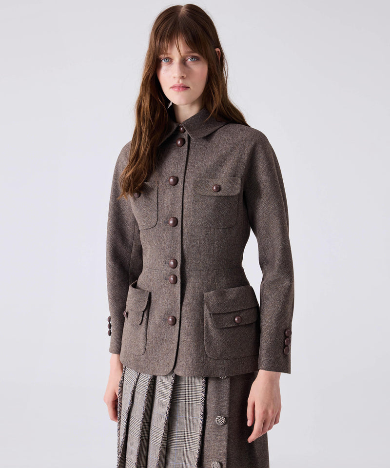 Machka Jacket With Multiple Pockets And Buttons Walnut/Taupe