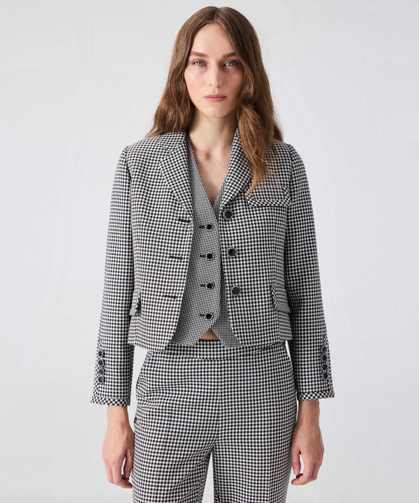 Machka Gingham Pattern Jacket Black