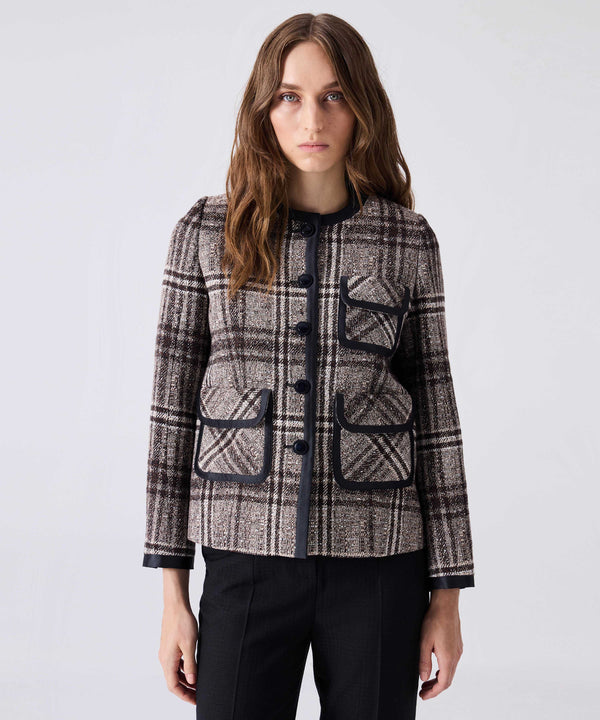 Machka Plaid Pattern Jacket Brown