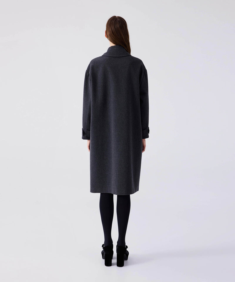 Machka Bow Shirt Collar Coat Anthracite