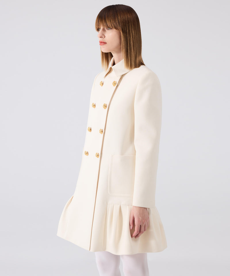 Machka Flounce Topcoat With Metal Buttons
 Ecru