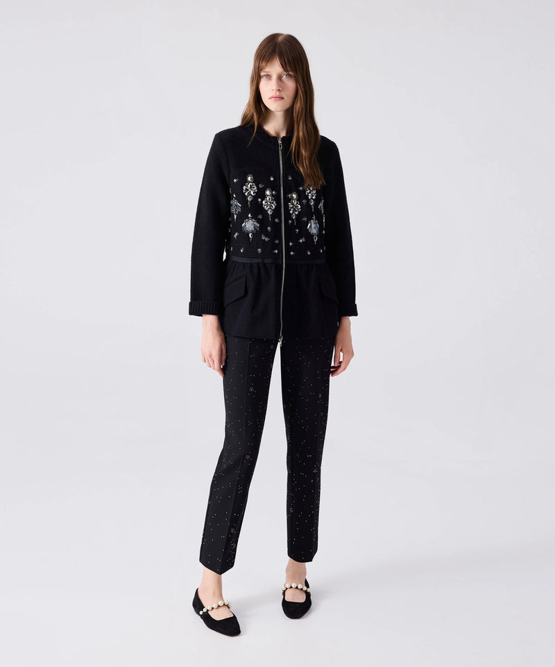 Machka Embroidered And Flounced Coat Black