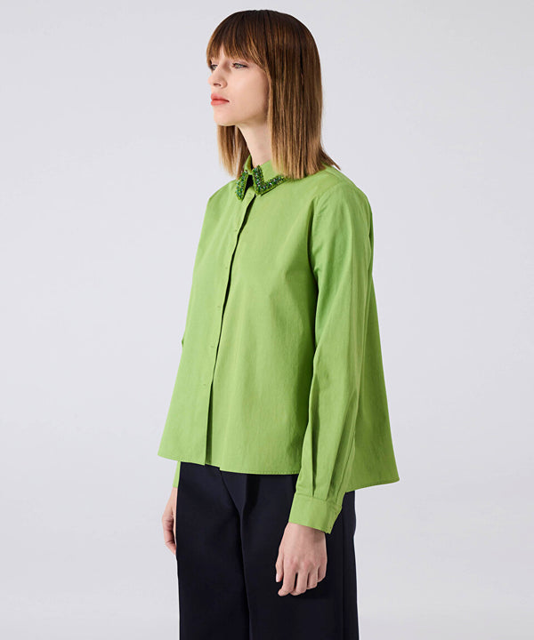 Machka Embroidered Poplin Shirt Pistachio Green