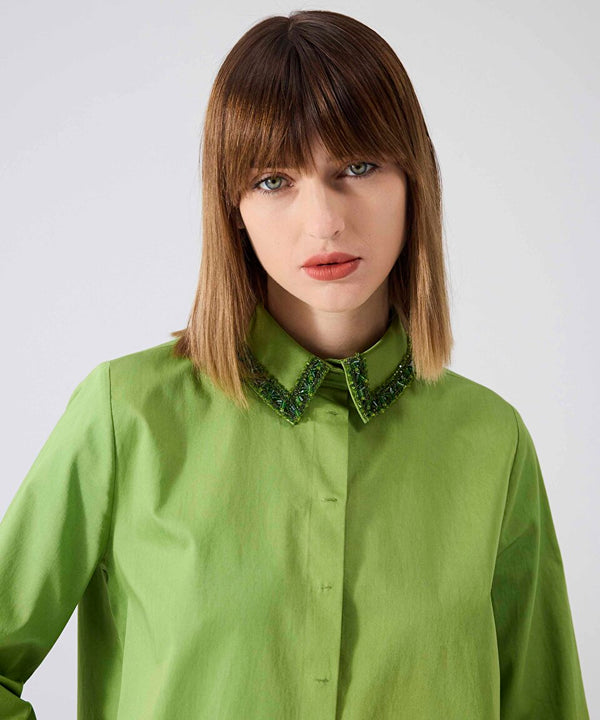 Machka Embroidered Poplin Shirt Pistachio Green