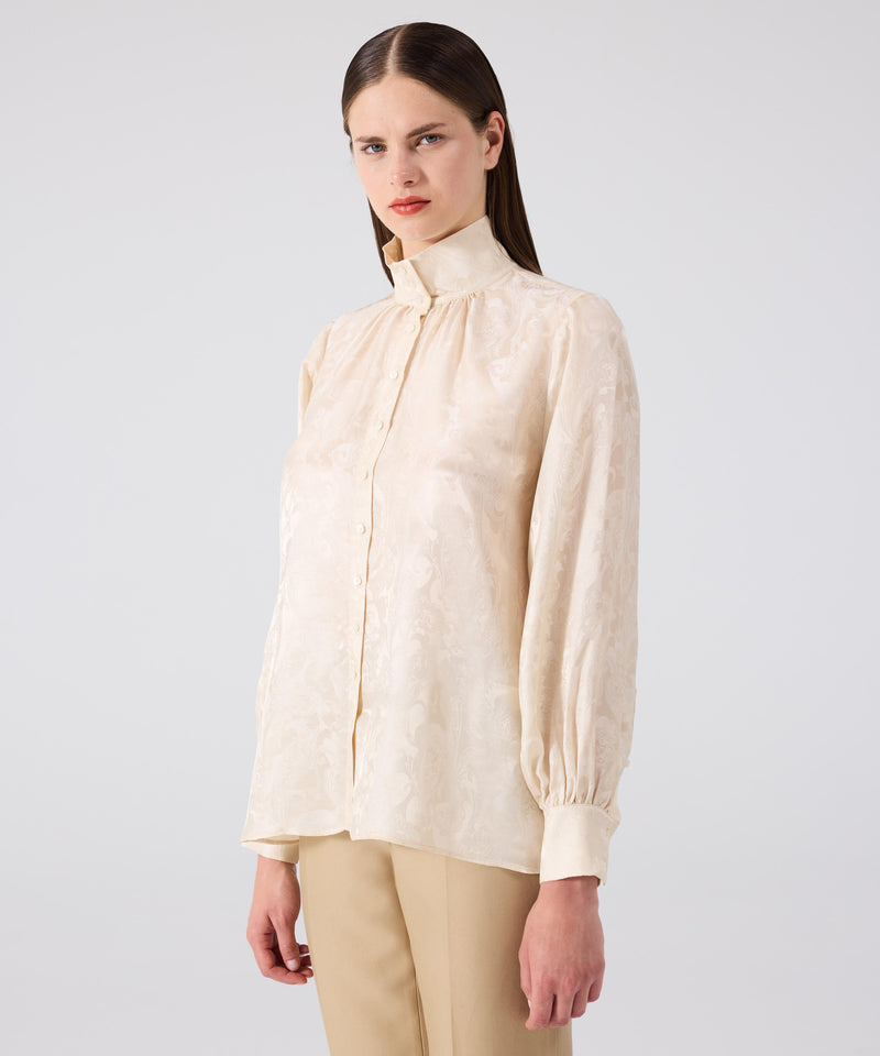 Machka Jacquard High Neck Blouse
 Ecru