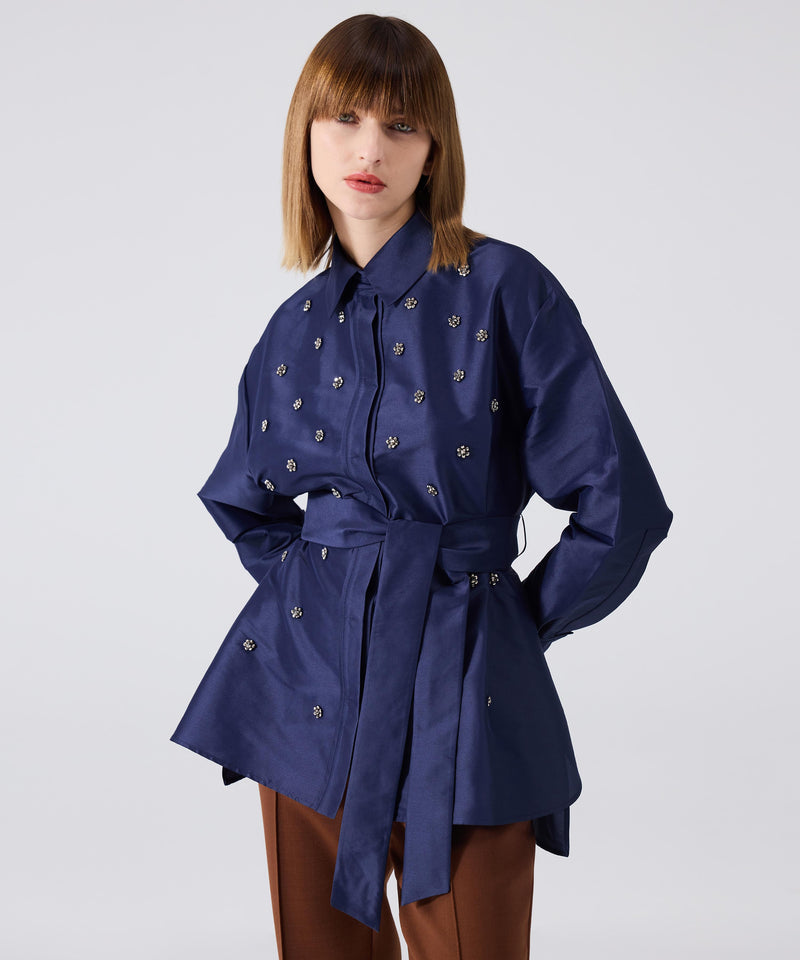 Machka Embroidered Shirt Jacket Navy