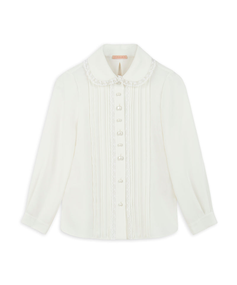 Machka Lace Striped Shirt Off White