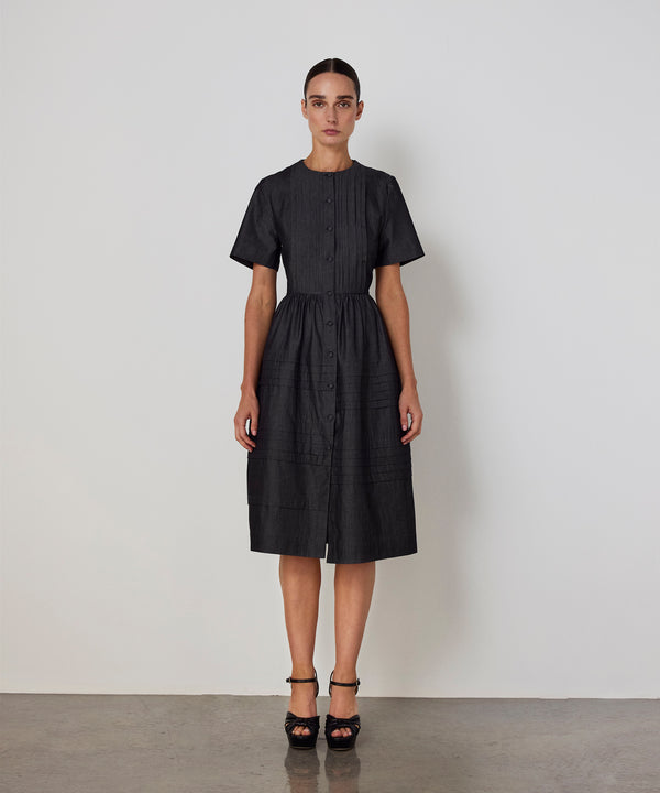 Machka Ribbed Poplin Dress Anthracite