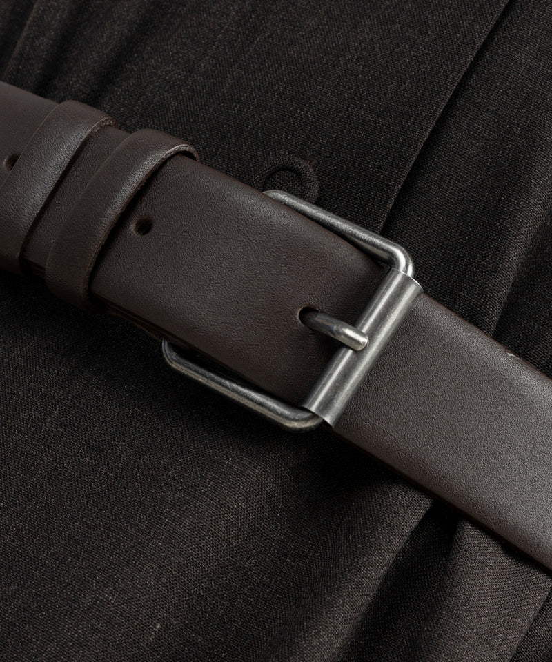 Machka Wool Shirt-Collar Dress Dark Brown