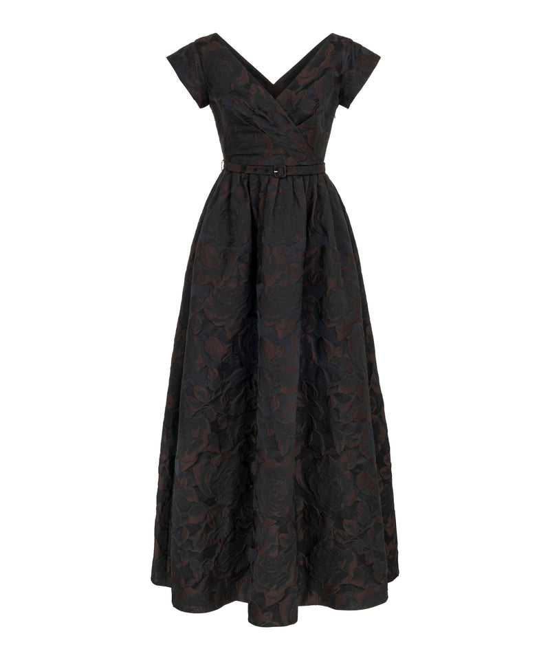 Machka Brocade Dress With Belt Black