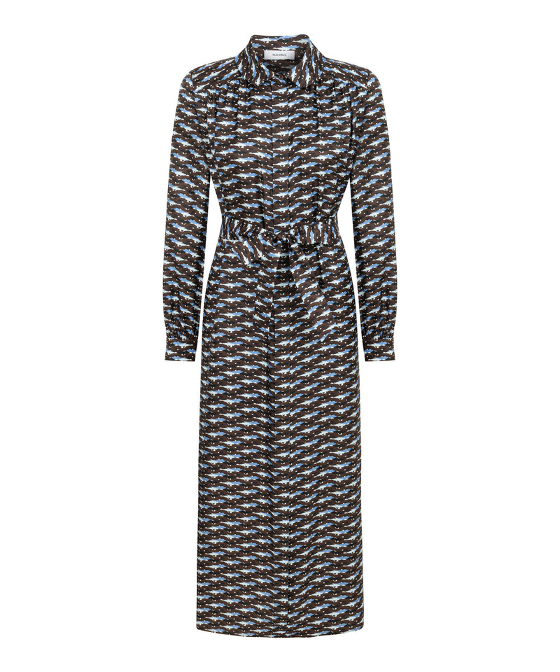 Machka Patterned Silk Dress Brown