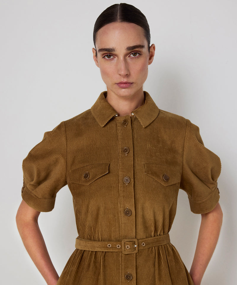 Machka Belted Velvet Dress Cinnamon