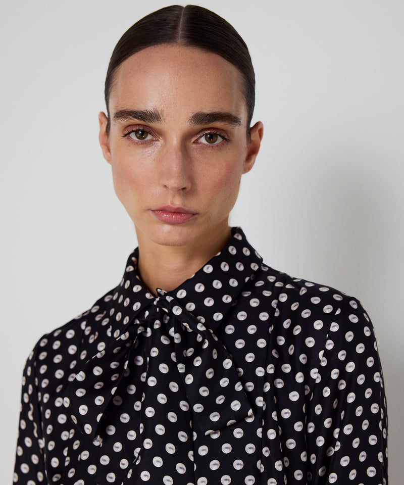 Machka Patterned Silk Shirt Dress Black