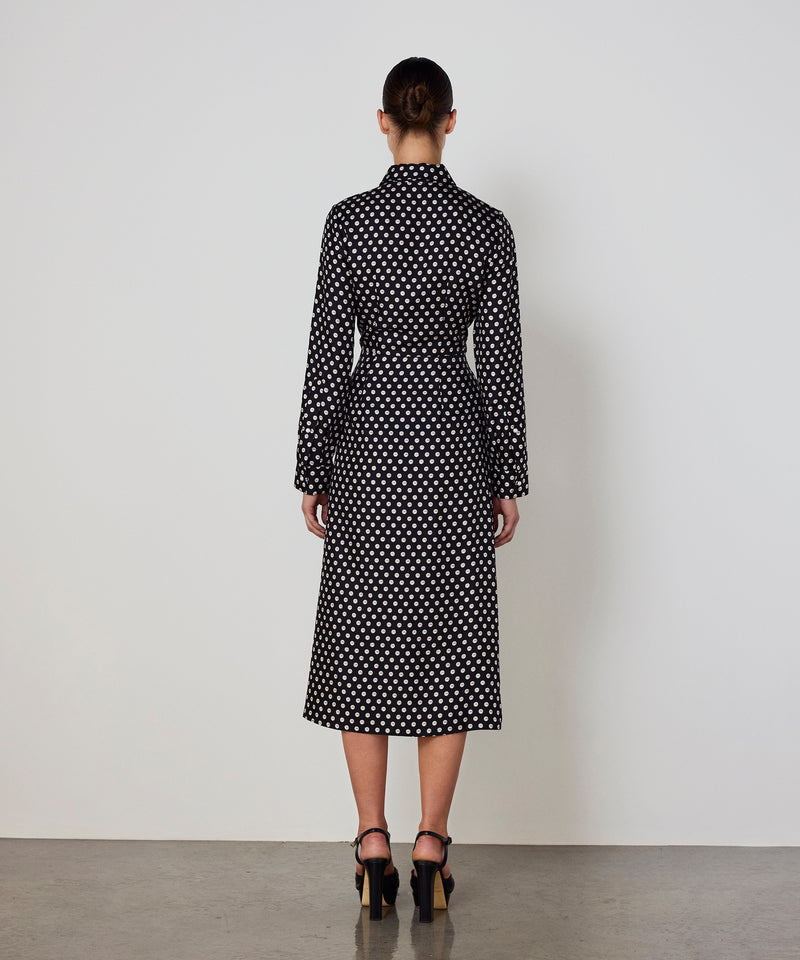 Machka Patterned Silk Shirt Dress Black