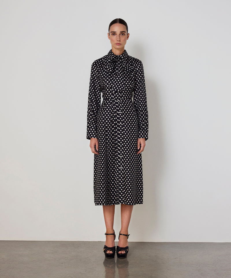 Machka Patterned Silk Shirt Dress Black