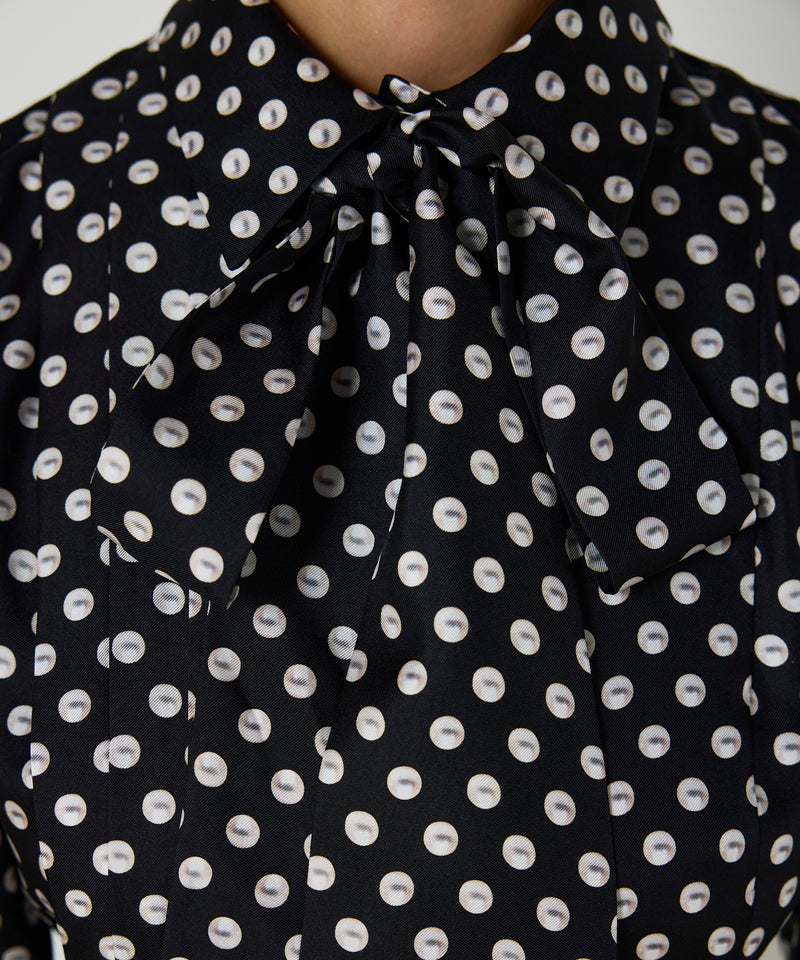 Machka Patterned Silk Shirt Dress Black