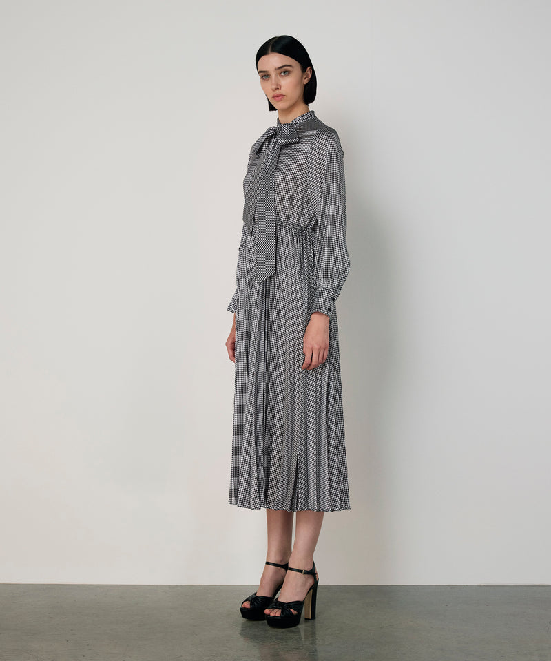Machka Patterned Dress With Tie Neck Black